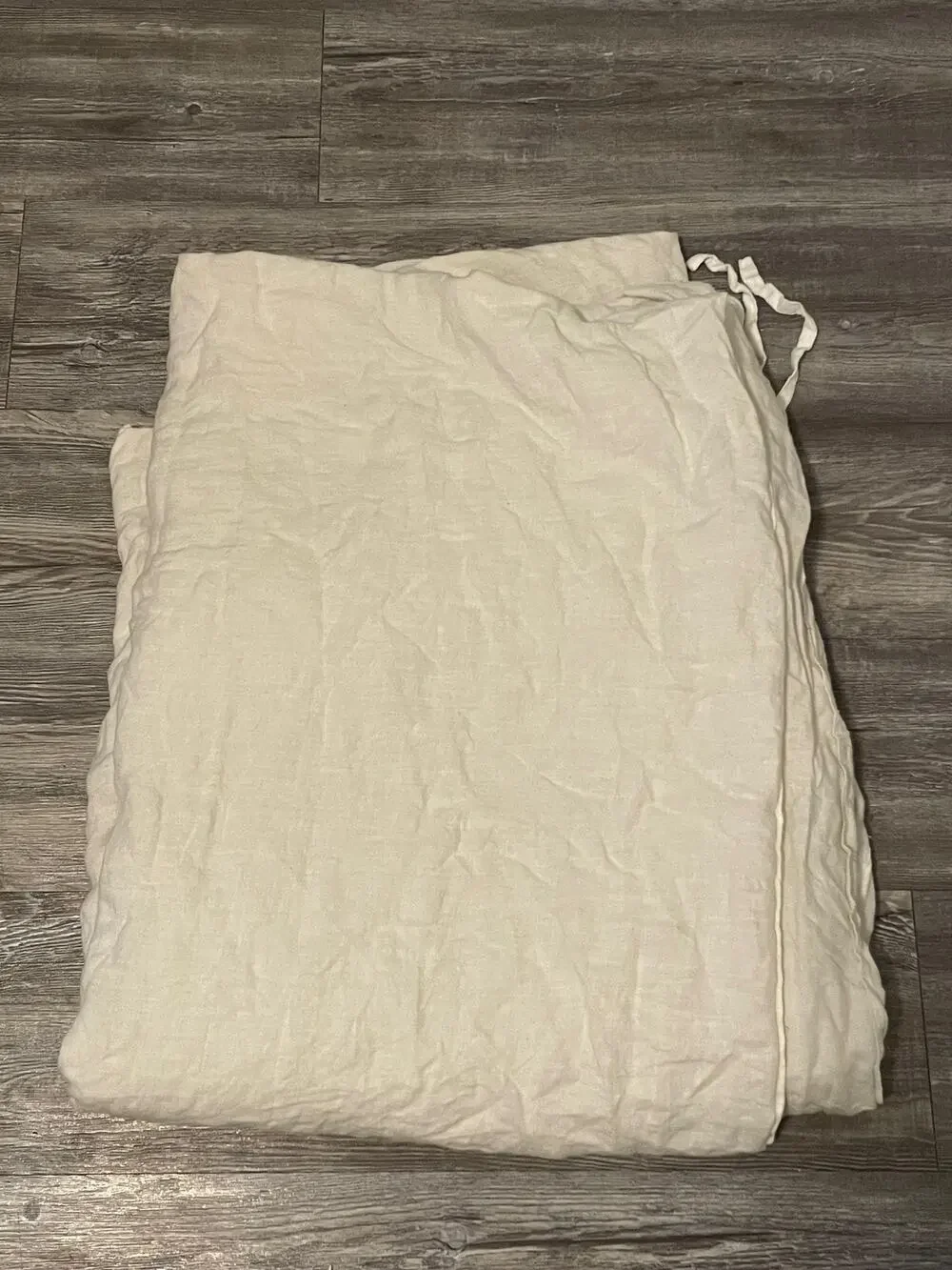 West Elm Linen Twin Duvet Cover 68x86 Beige Solid Neutral Ties Modern READ